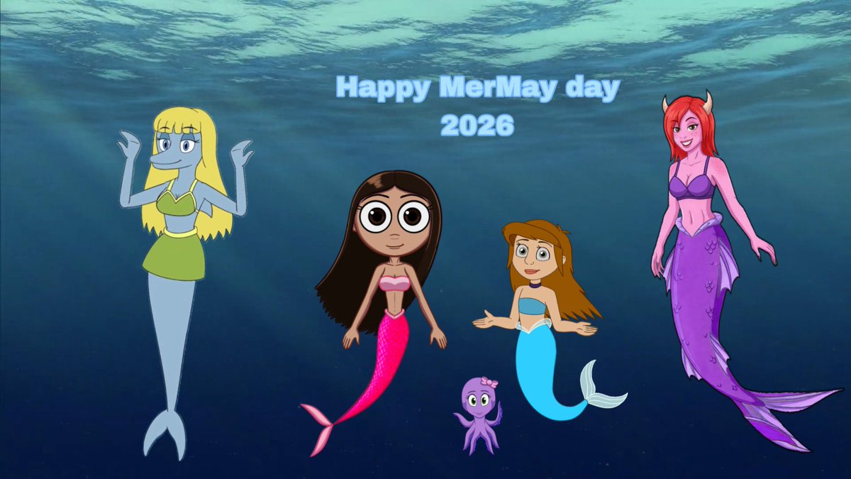 JuliaVa18632609's tweet image. Happy Mermay day 2026! 
 #fanart #oc #crossover #mermay #terra #juliana #olga #tethys #rondapacket #mermaids