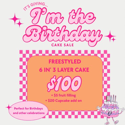 YannaDanil's tweet photo. It’s my birthday month, but we’re celebrating you! 💕 For a limited time, get a freestyled 6 inch, 3 layer cake for only $100 🍰 Book by May 31st. Sale valid through December 31st. Secure your spot now! 🎀

Insta | @thecreolebakery 💕 https://t.co/YIpuWTjaaJ