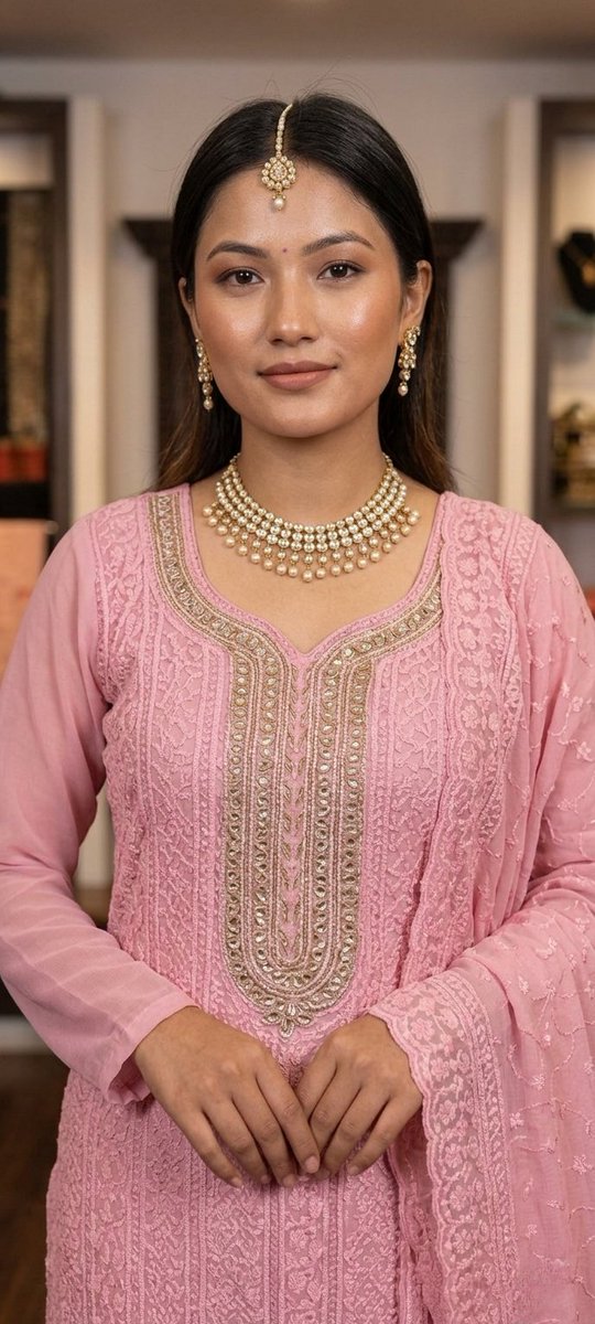 riteishcreation's tweet photo. Elegance in Every Thread: The Pink Chikankari Masterpiece. 

Design: Full-length Kurta with intricate Chikankari floral motifs and heavy neck embellishment.
Color: Pastel Rose Pink (Perfect for both day and night events).
Fabric: Premium Georgette/Cotton #kurthasulwar #ready https://t.co/IzlJnljImV