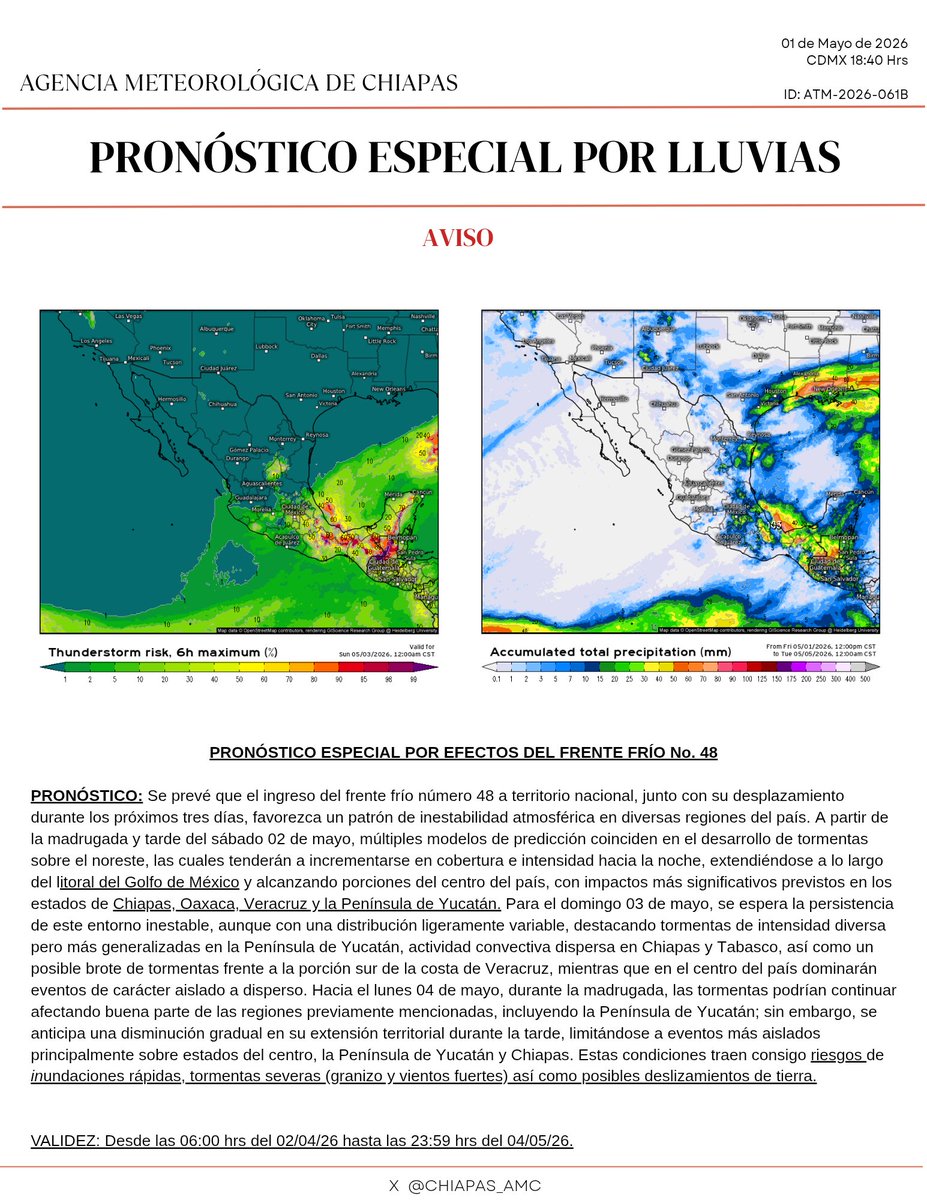 Agencia de Meteorología de Chiapas (AMC). ™ tweet media