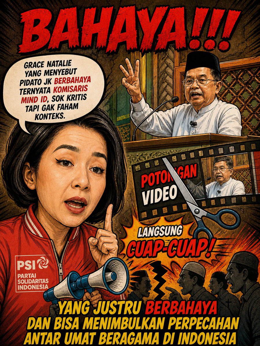 lagivirals's tweet photo. Bukan mereka yang edit, tapi mereka yang ""goreng"". Ade &amp; Grace Natalie sengaja banget nyebarin video out of context buat bikin gaduh. Bahaya banget buat kerukunan!

#PSIPolitisasiAgama https://t.co/jnwFj9dHCT