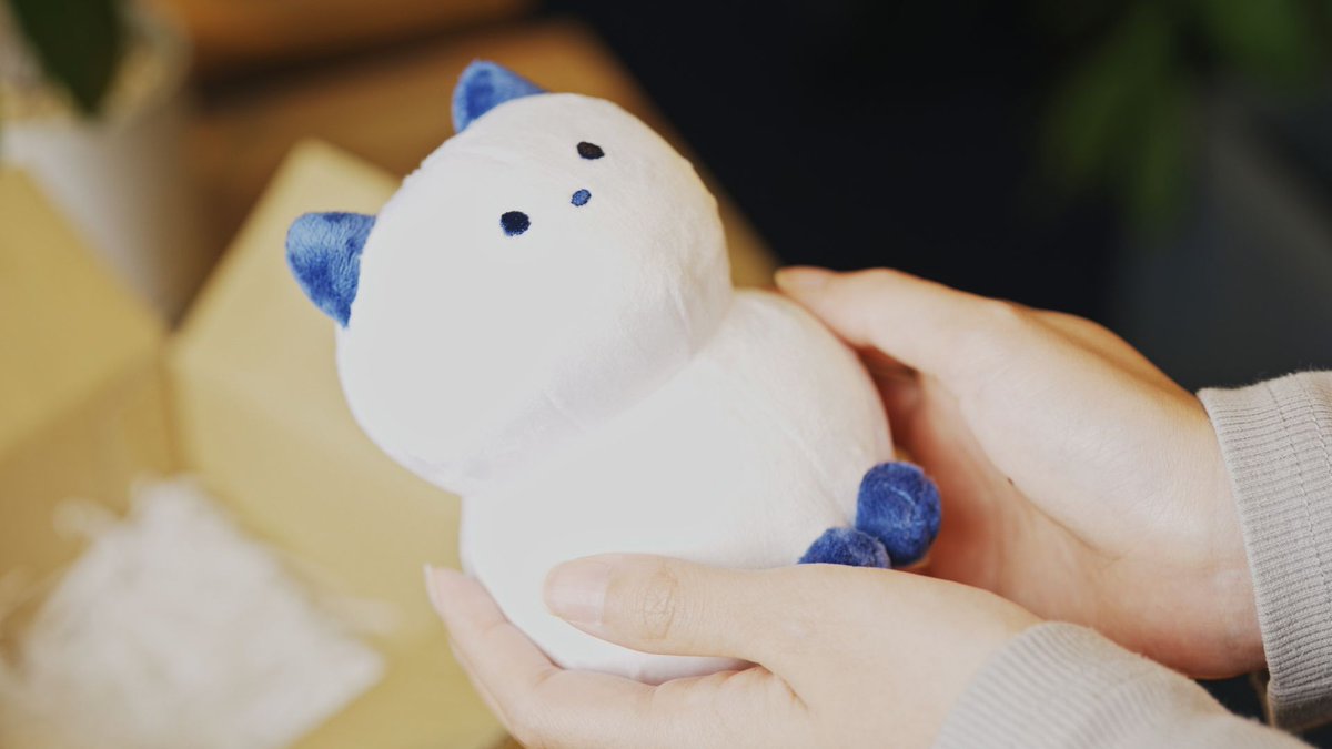 ぬいぐるみ neko123 もちもちのぬいぐるみ完成🐱✨️ 3月に届いたサンプルから、ついに箱猫