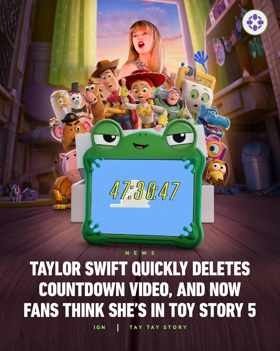 Taylor Swift posted, then quickly deleted, a countdown on social media themed similarly to the sky and clouds wallpaper from Andy's room in Toy Story, and now fans are wondering if she's in the upcoming movie. bit.ly/4n47m4w