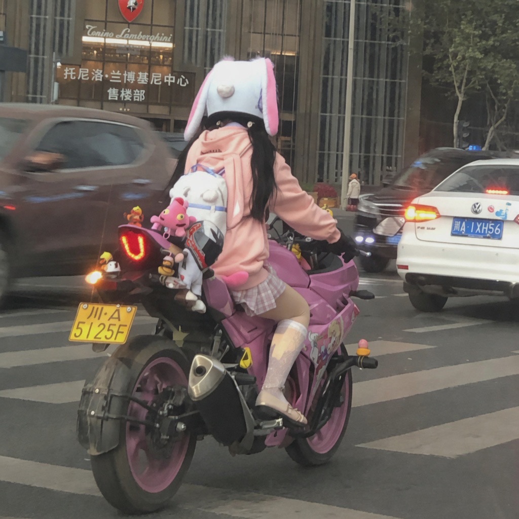 ghostonki's tweet photo. ピンクのバイクに乗った瞬間、街の視線は全部彼女のもの。 https://t.co/iewrqkhd57