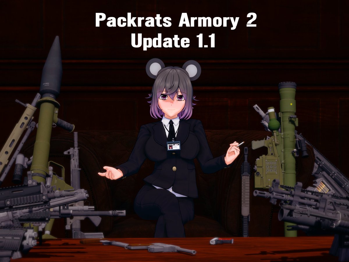GRankhunter's tweet image. Finished working on a update to the Packrats Armory 2 that adds in 25 new firearms to the pack.
Download is on my Pixiv
pixiv.net/en/artworks/14…
#mod #コイカツ #Koikatsu