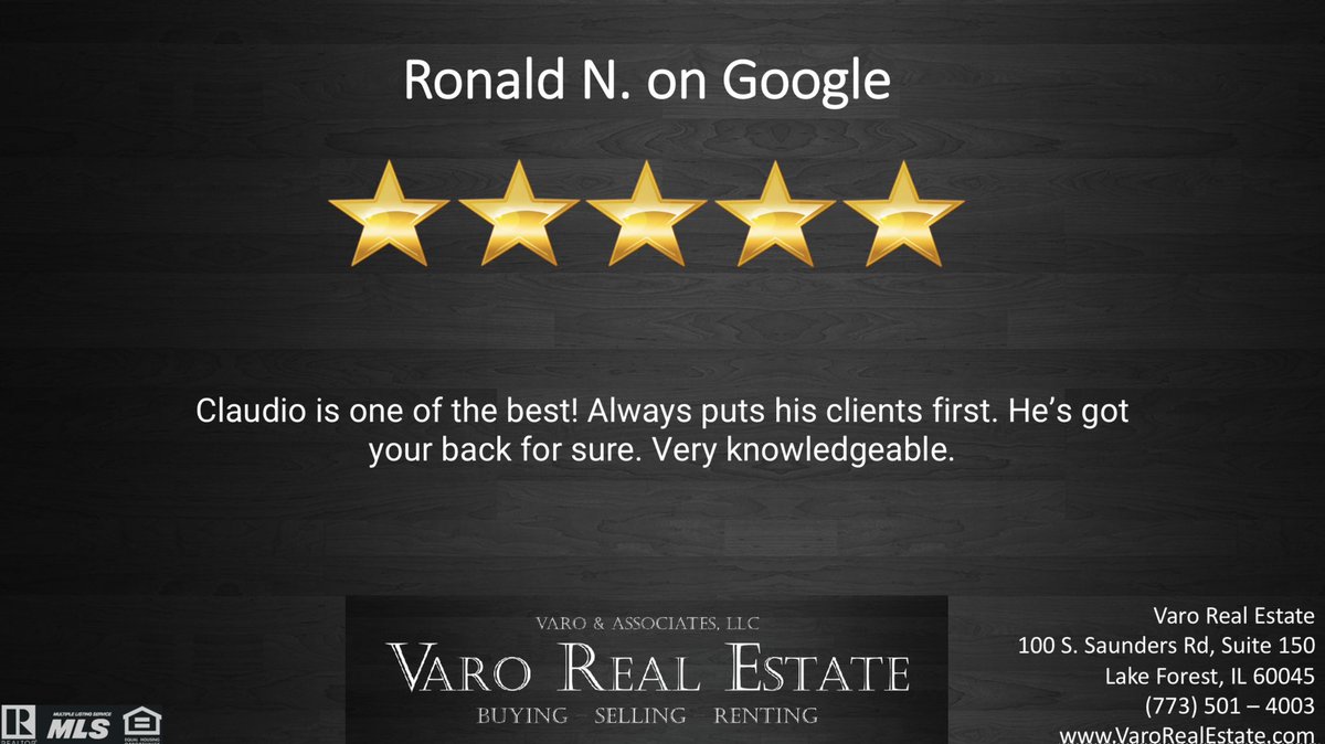 VaroRealEstate's tweet photo. We appreciate every review received from the amazing people we work with!
•
•
#VaroRealEstate #IllinoisRealtor #RealEstateProfessional #RealEstateProfessionalServices #Realtor https://t.co/pCzRiRTMIG