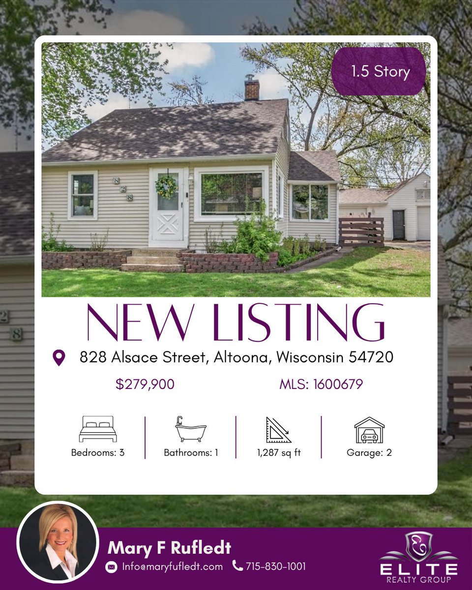 maryfrufdq's tweet image. 🏡 New Listing – Altoona, WI! 828 Alsace St: Adorable 3BR on a double lot with a large eat-in kitchen, fenced yard, 36x20 garage + shed. Updates include roof (2026), windows, furnace &amp;amp; A/C (2021). Message me for details or a showing!

#Homes #RealEstate #Altoona #WIRealty