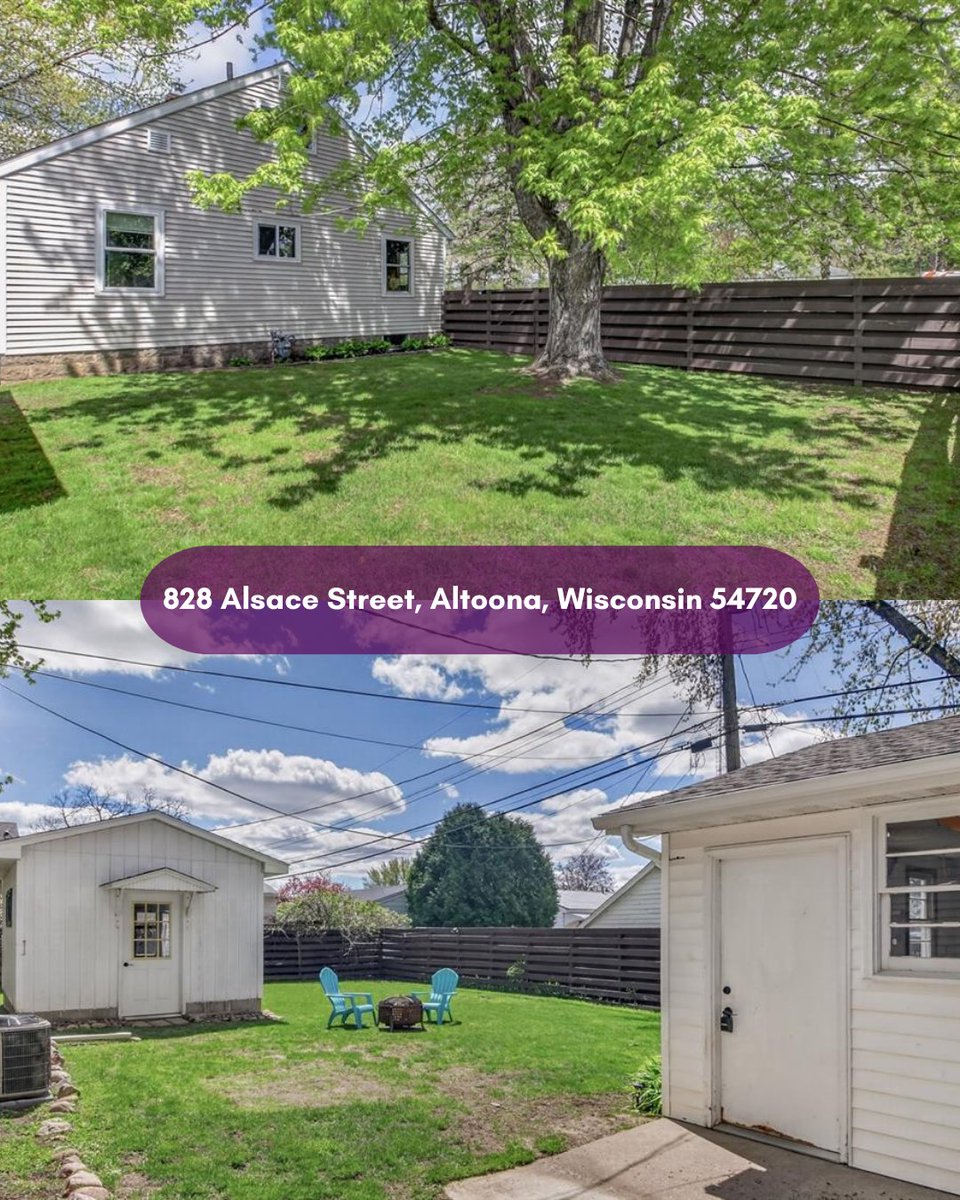 maryfrufdq's tweet image. 🏡 New Listing – Altoona, WI! 828 Alsace St: Adorable 3BR on a double lot with a large eat-in kitchen, fenced yard, 36x20 garage + shed. Updates include roof (2026), windows, furnace &amp;amp; A/C (2021). Message me for details or a showing!

#Homes #RealEstate #Altoona #WIRealty