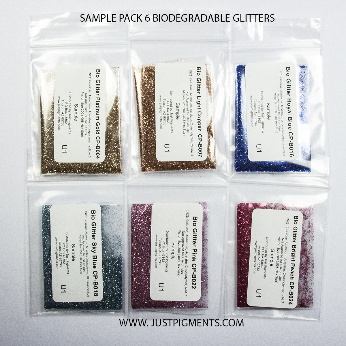 JustPigmentsAZ's tweet image. The 6 Biodegradable Glitters Sample Pack is an awesome way to try our EARTH FRIENDLY Glitter! You get SIX 2g samples of our most popular Glitter colors - Platinum Gold, Light Copper, Royal Blue, Sky Blue, Pink, &amp;amp; Bright Peach.

Link ▶️ justpigments.com/products/biode…

#pigments #makers