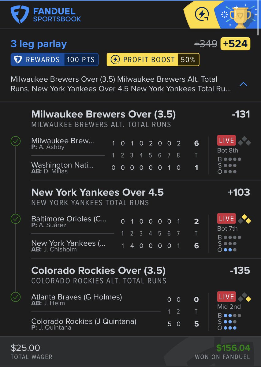 BuddhaCapper's tweet image. Team Totals cashing out early for us!

Want to tap into the discord!?
May promo, 75% off your first month (only 50 spots available)

Promo code: “MAY”
Link in comments
#mlb
#fanduel
#GamblingTwitter