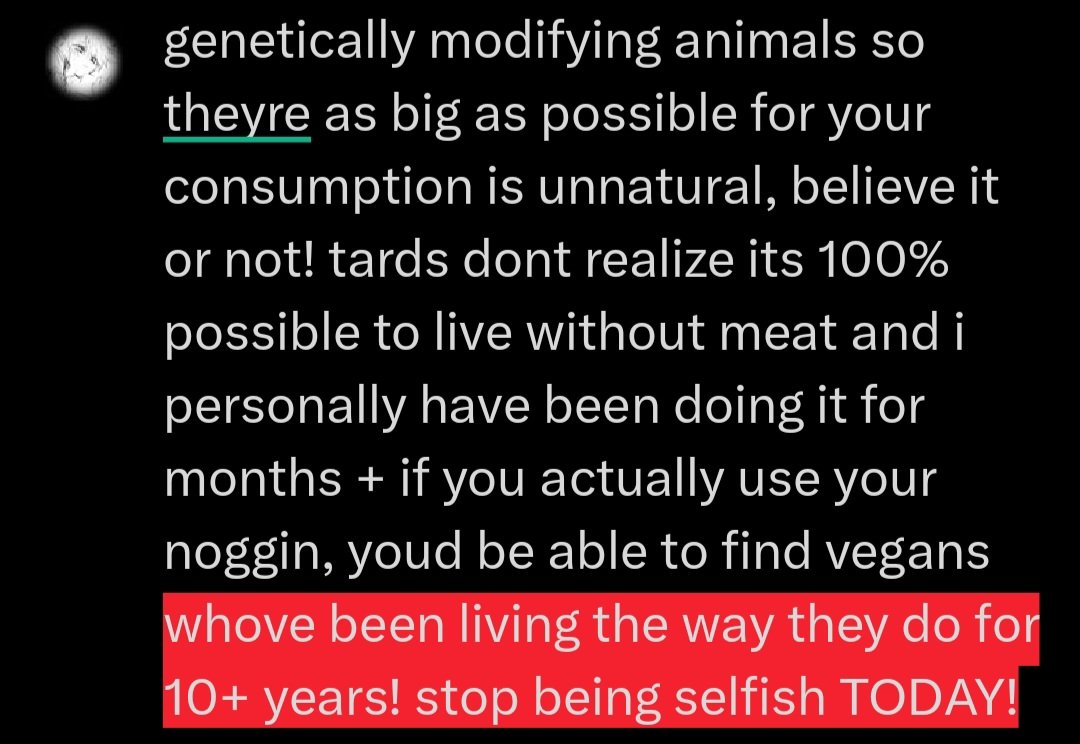 IWNTTOEATYOU's tweet image. there was also a 108 year old #vegan who recently passed away and she was vegan for 90 years. i will never respect humans like OP when you cant think outside of yourself for once!