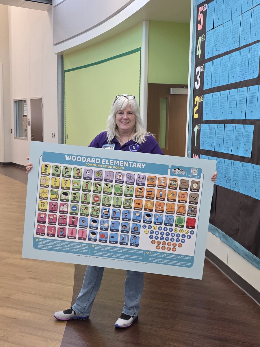 suebrenz's tweet photo. The #ALLINWolfpack @WoodardCFISD says THANK you to our students and VIPS for donating this communication board by Smarty Symbols for our playground to support inclusion for all of our students.  #PathtoAmazing #ChooseCFISD https://t.co/yOXby9rVZO