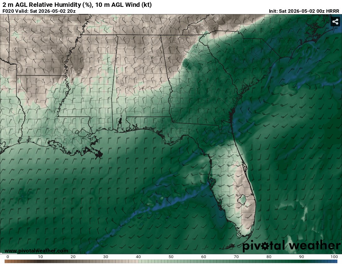 mn_storm's tweet photo. The extreme fire weather event tomorrow still appears to be on track for central and southern FL. The combination of wind, heat and low RH will be the worst central FL has seen since May 11, 2008. #flwx #flfire https://t.co/2LyKmF1J7O