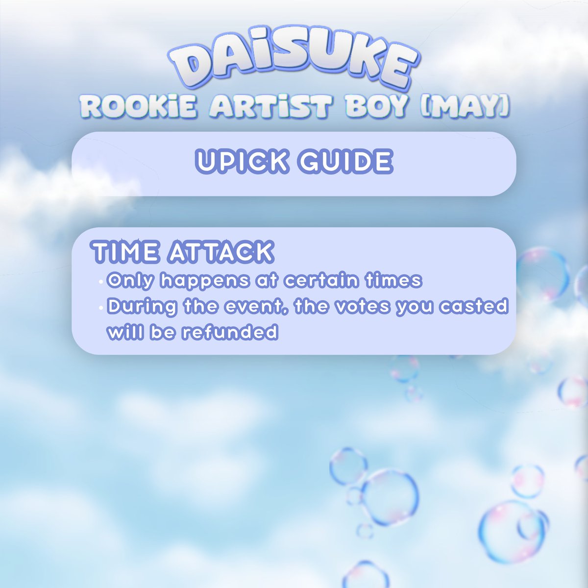 ChihenGlobal's tweet photo. Aungdans and FOHAs! 💙🐰

Our maknae’s UPICK rotation is here! Let’s grind hard and secure Daisuke’s reward!

Start saving, grinding, and voting now!

See the images below for the voting and jam collection guide.

#CHIHEN #즈언 #AHOF #아홉 @AHOF_official https://t.co/WFsJy8fUP8