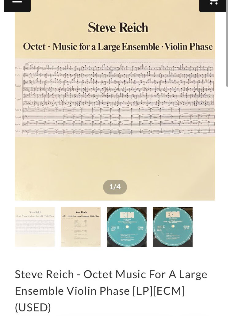 Steve・Reich ／Violin Phase レコード Steve Reich - Octet Music For A Large Ensemble Violin Phase [LP