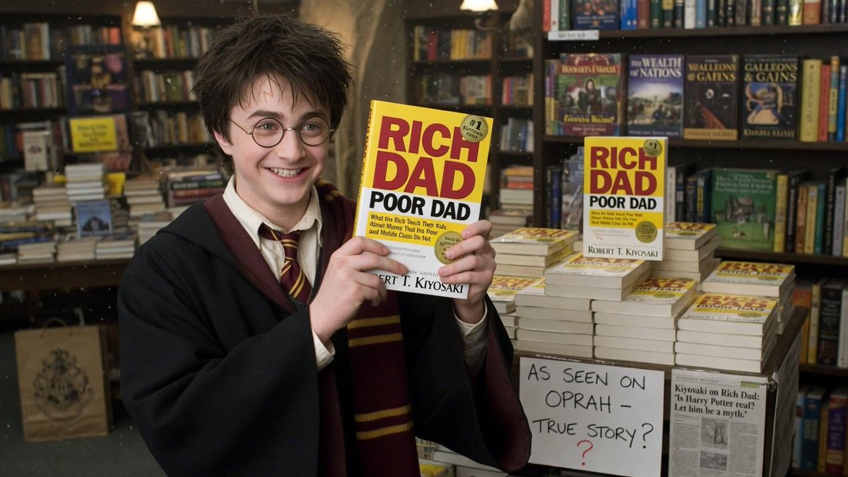 HaperMNotes's tweet image. Rich Dad Poor Dad presents itself as a true memoir. When journalists pressed Kiyosaki on whether the rich dad character was real, he answered: "Is Harry Potter real? Why don't you let Rich Dad be a myth?" The book is still sold as non-fiction.
#selfhelp #harrypotter