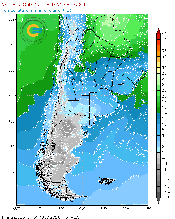 eduardo_rollero's tweet image. Temperaturas mínimas según el #SMN #pronósticos #modelos #WRF 👏💪 y pronóstico de heladas agronómicas para el domingo 3 de Mayo, elab. propia. según modelo #GFS americano  #Forecast #GEE #EarthEngine #frost ❄️