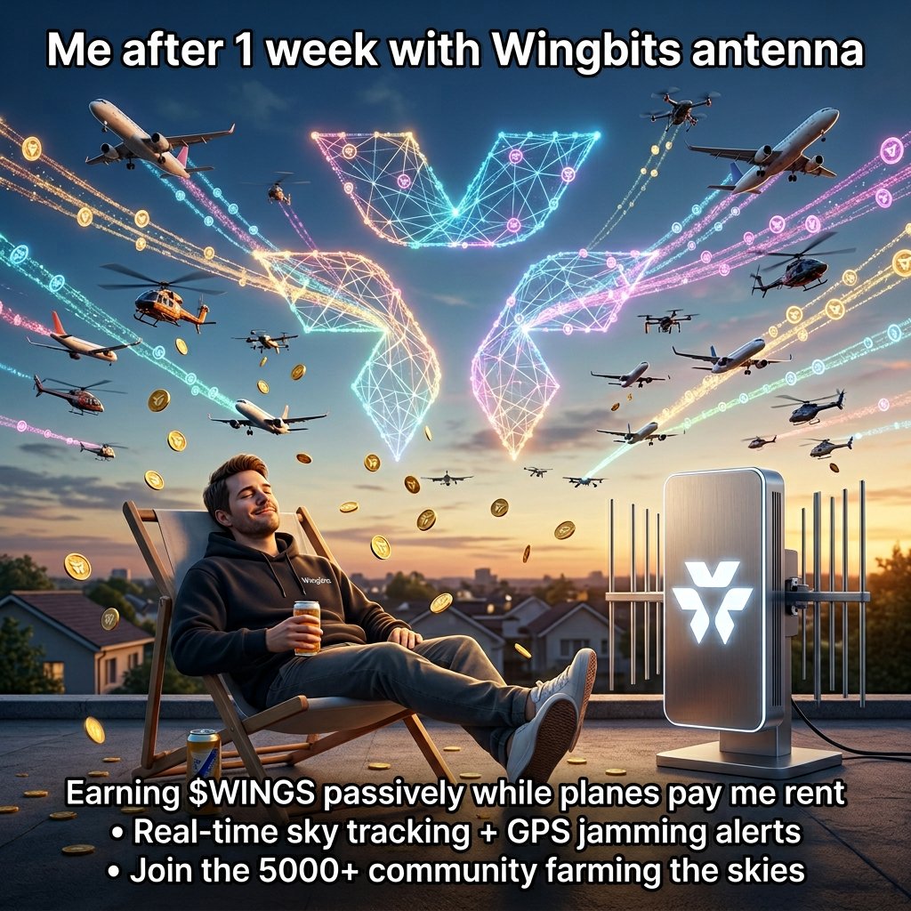rockiedegen's tweet photo. $WINGS meme entry for the @Wingbits x @adreva_network contest!
Real-time sky tracking + passive $WINGS rewards while planes fly overhead 🔥
Who else is farming the skies?
#WINGS #Wingbits #MemeContest https://t.co/Ygf1KwIG5w