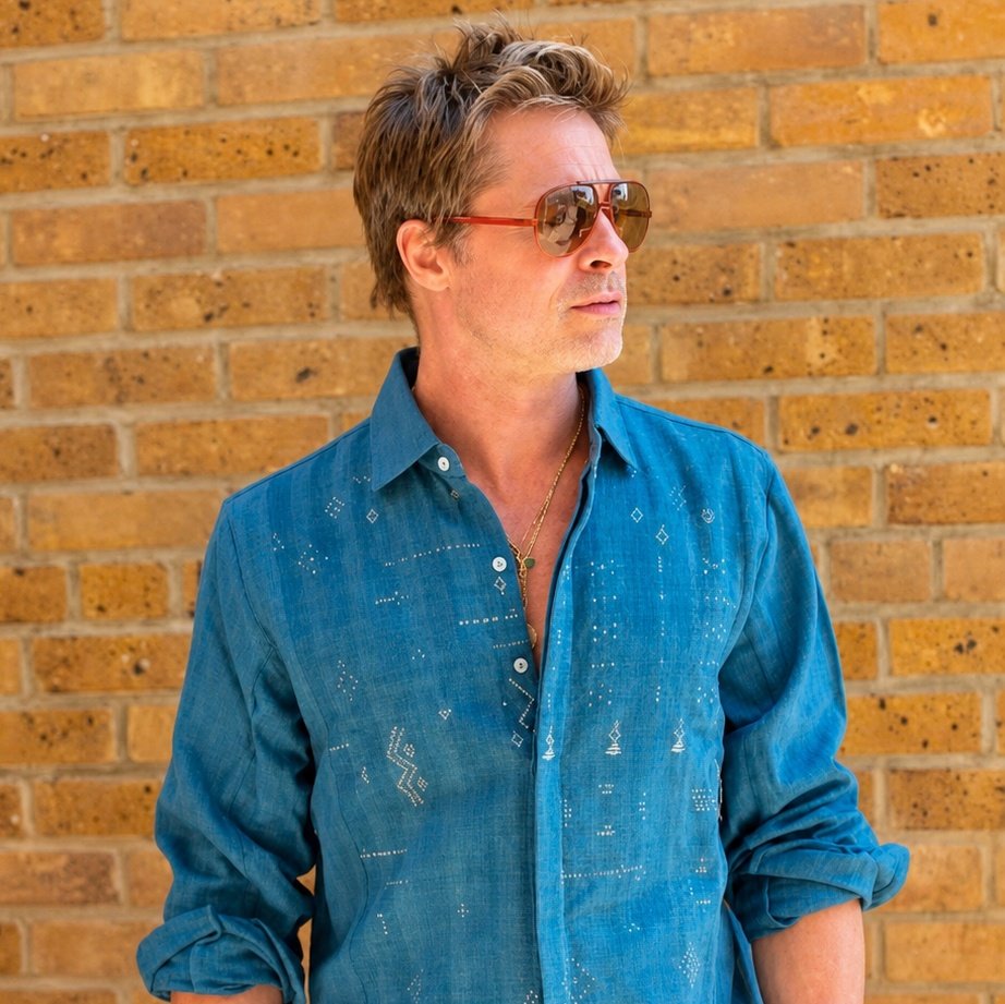 wrendom's tweet image. The blue shirts that GT players wore on Gujarat Day celebrations aren’t just your regular shirts.

They’re Tangaliya (તાગળિયાં), a 700-year-old handloom craft from Gujarat. Handwoven, GI-tagged, rooted in heritage.

Even Brad Pitt wore it in the movie, F1 (2025).

From Gujarat’s