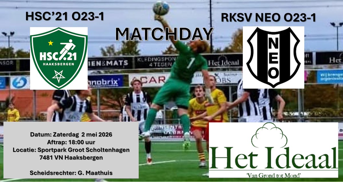 HaraldKreijns's tweet photo. M A T C H D A Y

We hebben nog een hele werkdag voor ons liggen, echter om 18 uur is het dan zover.
In Haaksbergen trapt @RKSVNEO O23-1 dan uiteindelijk af tegen @HSC21 O23-1. 
Wordt een late 3de helft en de piepers gaan al om 15.00 uur in de pan.
#zaterdagdemooistedagvandeweek https://t.co/tPq4yU2jSU