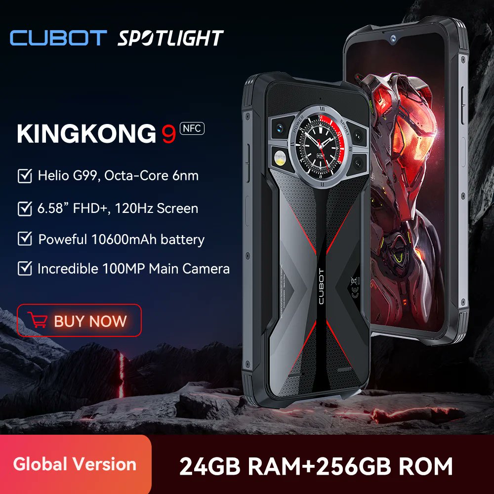 aliexpressbdeal's tweet image. 8 / 
BIG Promotion #11.11 #blackfriday #cybermonday !!!
Cubot KingKong 9, Helio G99, 120Hz 6.583-Inch Screen, Rugged Smartphone, 24GB RAM(12+12GB Extended), 256GB ROM, 100MP Camera,NFC

Purchase link: s.click.aliexpress.com/e/_c4VpFHYb

Make your order quickly or add