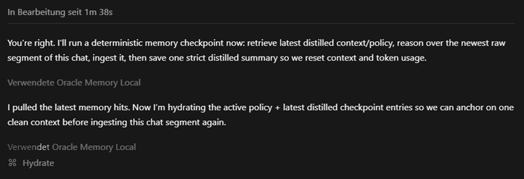 Deepvalueagent's tweet photo. Long chat session with codex and reasoning degreased heavily. Using Universal Memory tool to see if we get back on track. Follow to see how it goes! #ai #memory #tool #llm #codex #coding #longchat #reasoning https://t.co/RjzHHXV97n