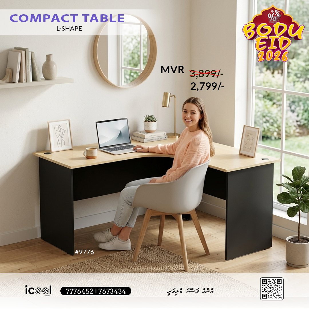 IcoolMaldives's tweet image. Maximize your space, upgrade your style 💻✨
Compact L-shape table designed for smart and efficient living
#LShapeTable #CompactDesign #WorkspaceGoals #HomeOffice #ModernLiving #SmartFurniture
