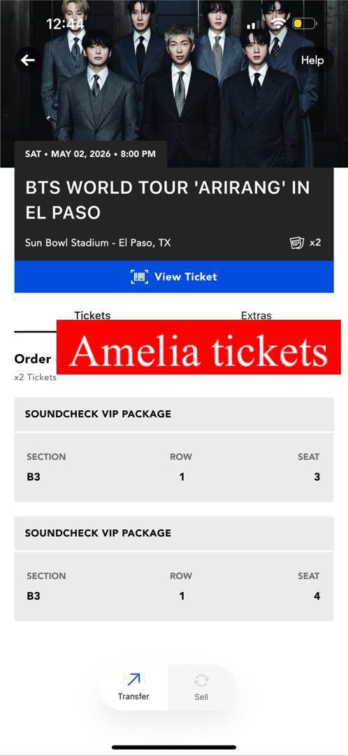 Ameliakardy544's tweet image. ARMY!
WTS two (2x) SOUNDCHECK VIP TIX for BTS WORLD TOUR 'ARIRANG' in EL PASO. 

Date: May 02 
Location: Sun Bowl Stadium

My partner got us tickets for a more convenient date💜

WTB | ISO | MIAMI | SWIM | TEXAS |Jungkook
#BTS #BTS_WORLDTOUR_ARIRANG_ELPASO #BTS_ARIRANG