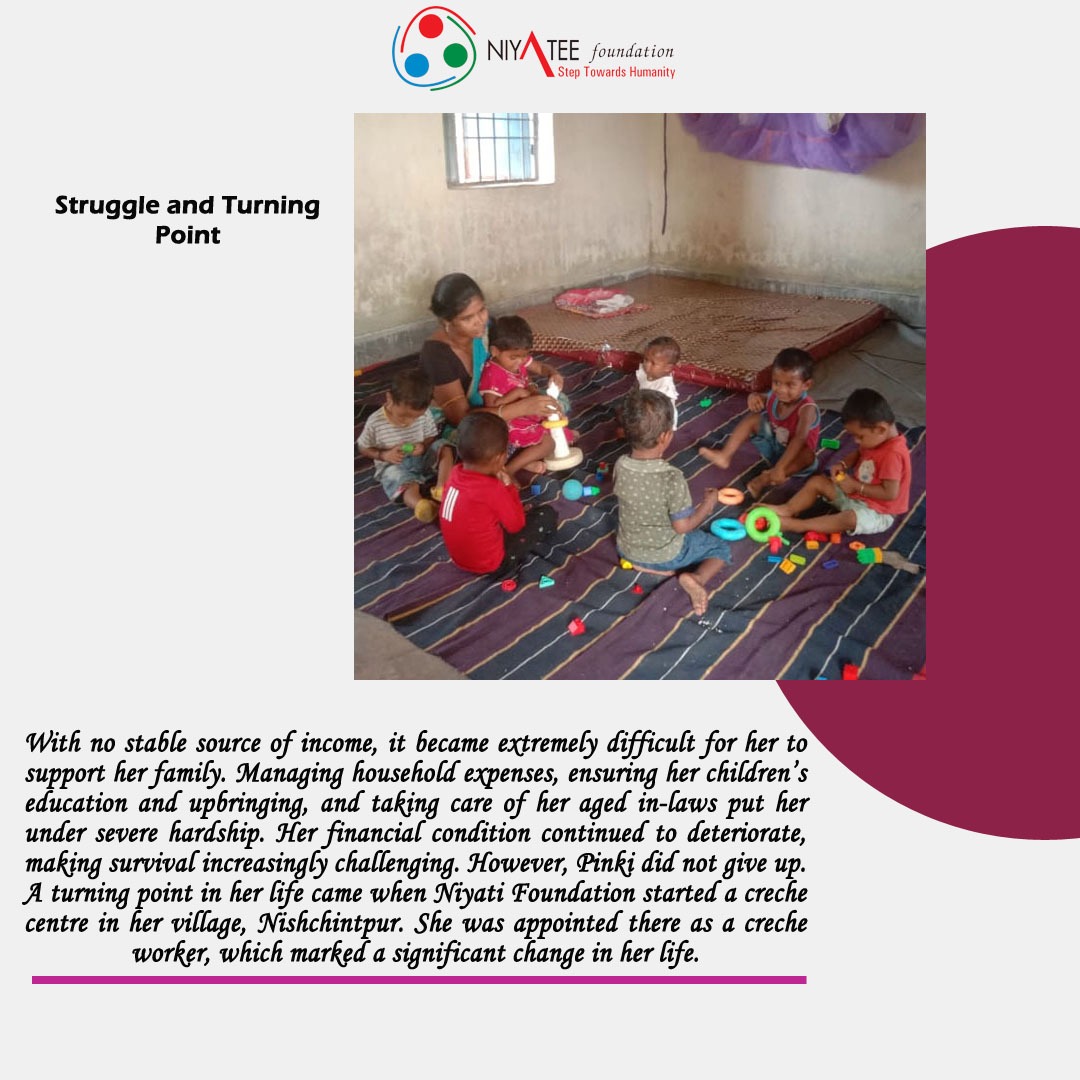 Niyatee_Org's tweet image. Pinki Mahanta from Sundargarh overcame hardship after losing her husband and struggling to support her family. With support from Niyati Foundation, she now works as a crèche worker and earns a stable income. Today, she stands strong as an inspiration to many.
#SuccessStory