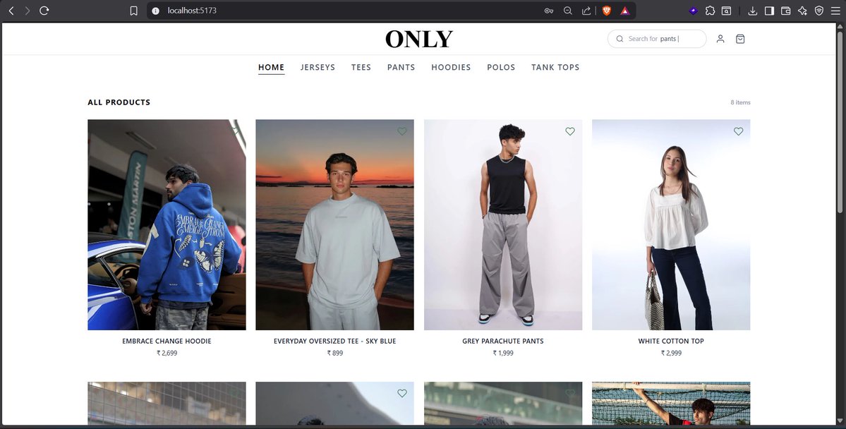 harshhhdevx's tweet image. Built OnlyFashion a full-stack e-commerce clothing platform 

From small bugs to real product thinking learned a lot.

Live link : only-fashion-eight.vercel.app

@harshbhaiyaa @sheryians_ 

#buildinpublic #ecommerce