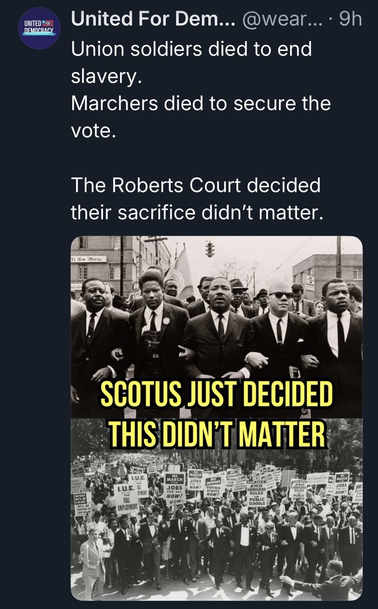 1bluestarmomma's tweet image. Because of one who is a rapist, misogynist, racist lying megalomaniac narcissist AND convicted felon, the government &amp;amp; #SCOTUS are corrupt. The court swore oaths to uphold &amp;amp; defend The Constitution without fear or favor has dishonored all who sacrificed for #VotingRights