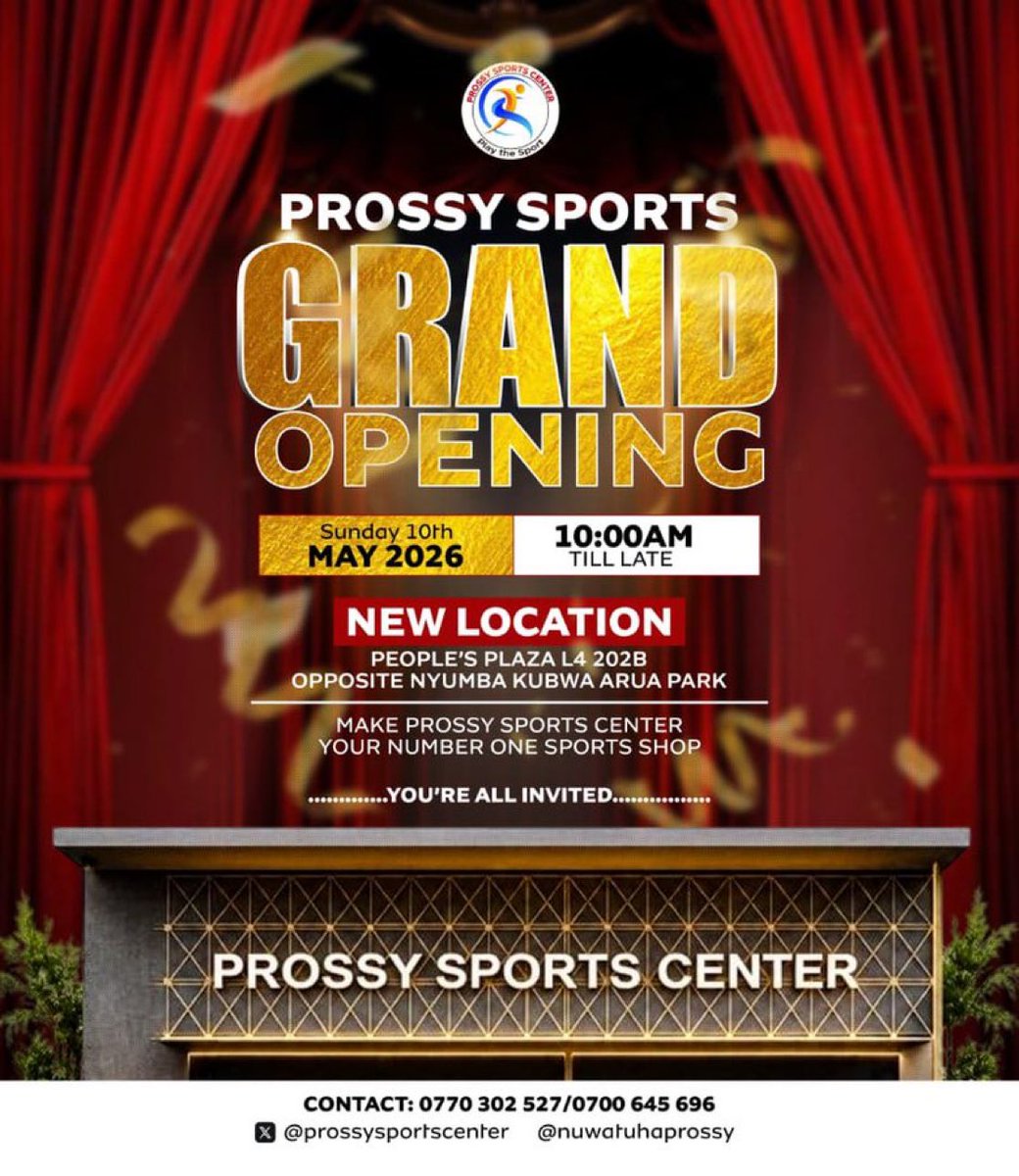 mabz_ug's tweet photo. Mark the date @prossysports grand opening!
New Location||NewQualityStock||NumberOneSportsShop📌 https://t.co/3Rx9bKSUVz