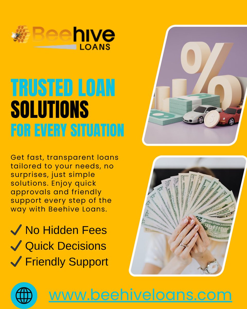 BeehiveLoans's tweet image. Need cash fast? We’ve got your back.
No hidden fees. No stress. Just quick, reliable loans when you need them most.

👉 Apply today: beehiveloans.com

#Loans #QuickCash #Finance #Money #PersonalLoans #FinancialFreedom #CashNow #EasyLoans #FinTech #MoneyTips