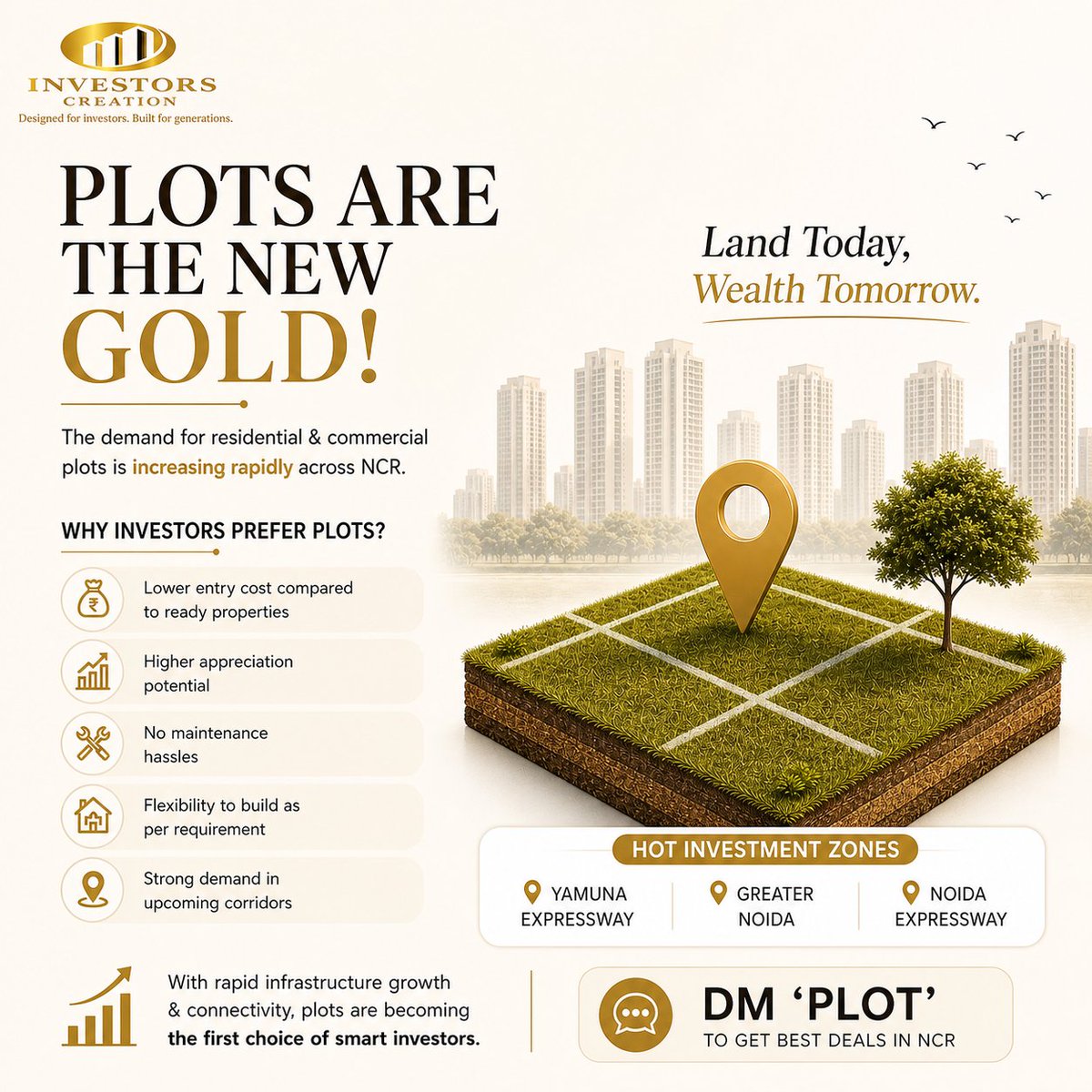 InvestorsC41136's tweet image. In 2026, smart investors are shifting towards land investment because it offers:
✔️ Higher appreciation potential
✔️ Lower entry cost
✔️ Zero maintenance stress
✔️ Freedom to build your own vision

#PlotInvestment #LandInvestment #RealEstateIndia #NCRProperty #YamunaExpressway