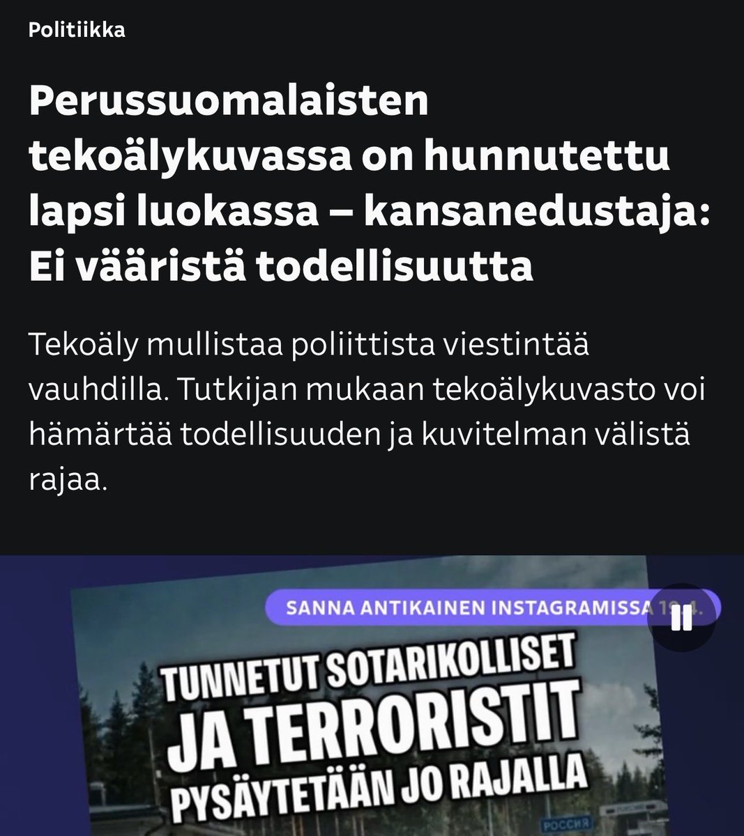 janihau77's tweet photo. Siinä ei ole mitään yllättävää että populistit käyttää surutta tekoälyä oman ideologian edistämiseen https://t.co/aw4bOvJEZ3