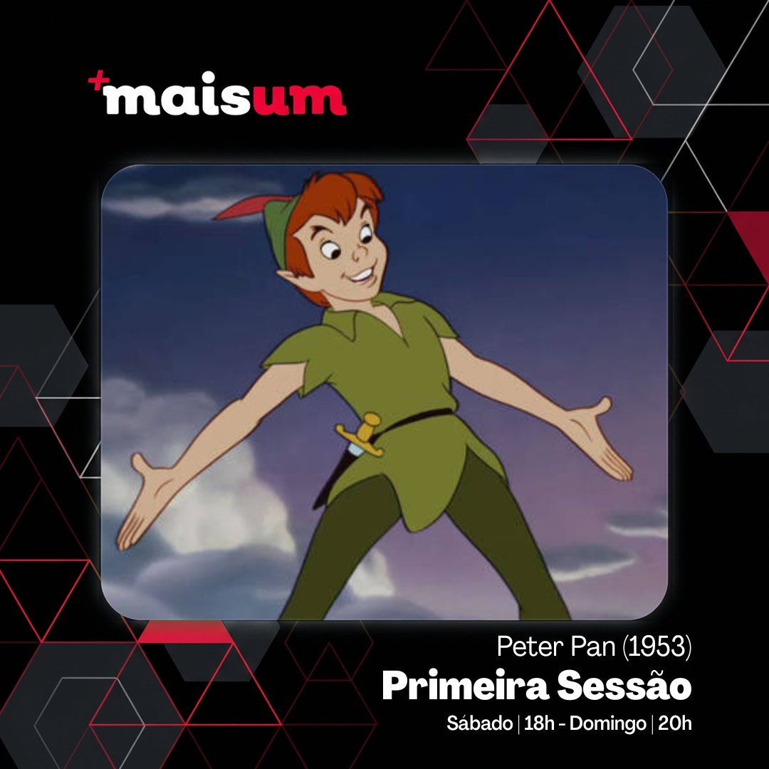 maisum_tv's tweet photo. O menino que não quer crescer tá de volta — e a gente entende ele. 🌟
Peter Pan (1953). Sábado 18h | Domingo 20h.
Só no +MaisUm.
#PrimeiraSessão #MaisFilmes https://t.co/jWahYQUSrw