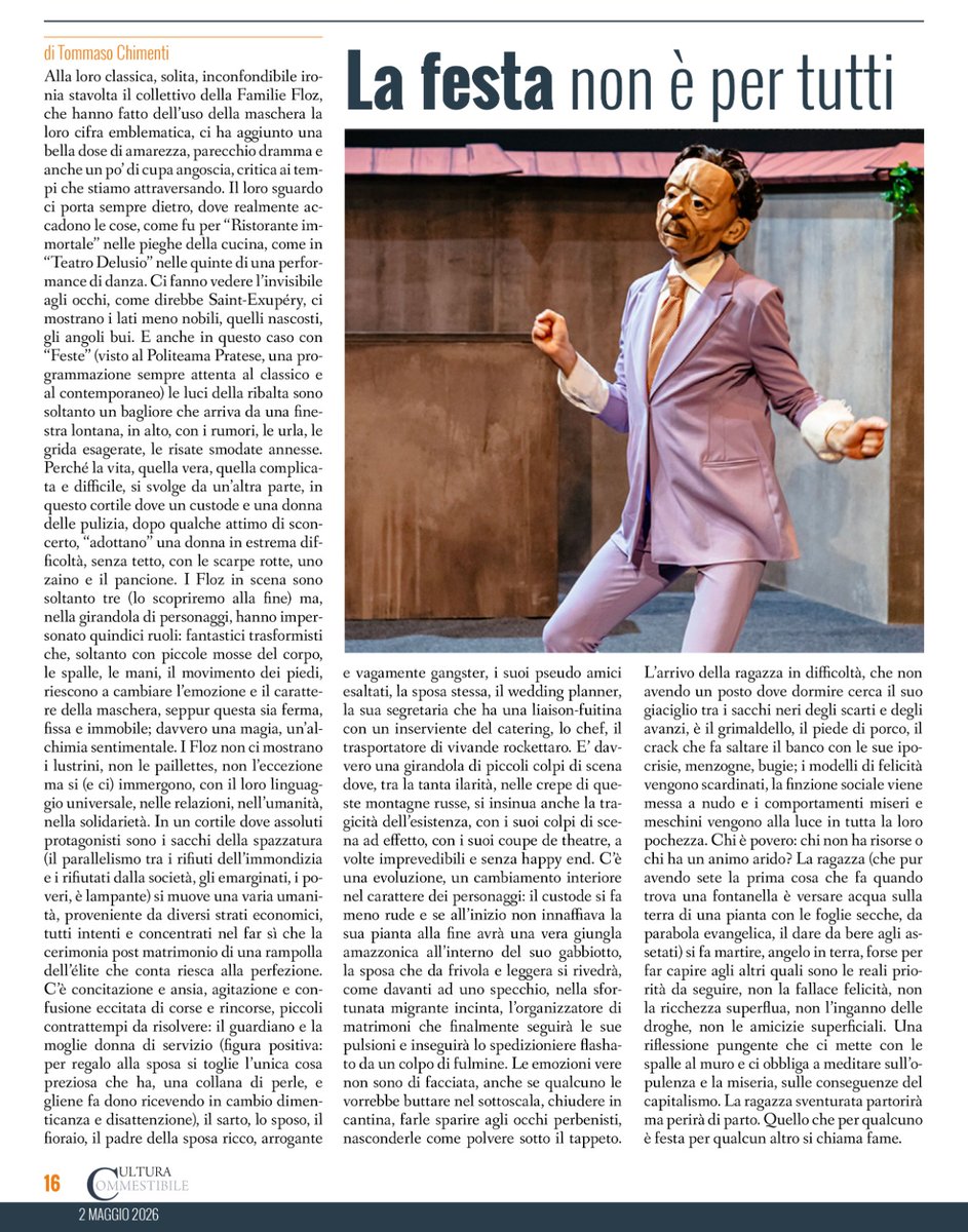 TommasoChimenti's tweet image. La #recensione di #feste #familiefloz #criticateatrale #tommasochimenti #culturacommestibile #politeamapratese
