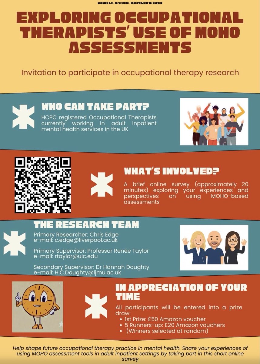 ChrisEdge81's tweet photo. Hello, I’m looking for views from HCPC registered occupational therapists who currently work in any adult inpatient mental health setting in the UK. See this short survey: https://t.co/wqpquGC8GC https://t.co/PQKqLTlV6p