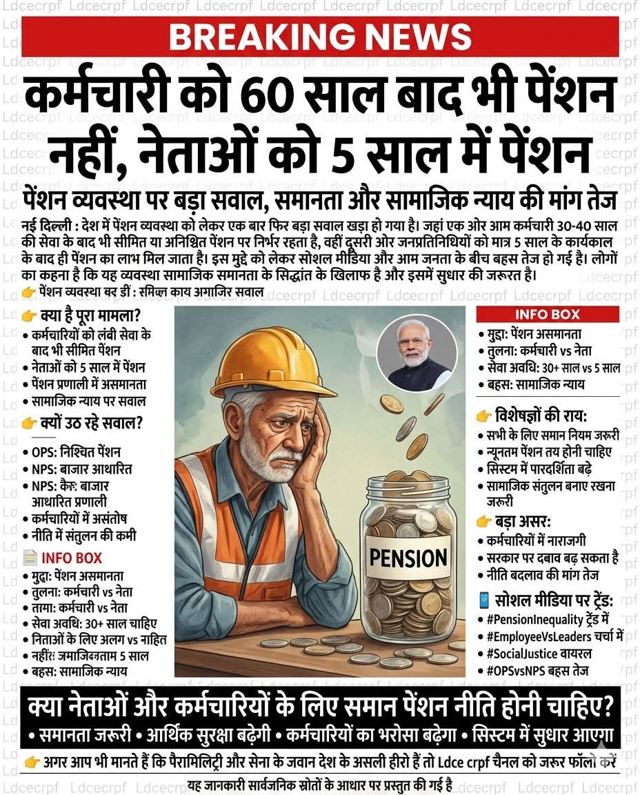 SuryawaSingh's tweet photo. जब  माननीयों महोदय को 4 -4 पुरानी पेंशन मिल सकती है,
तो देश की सुरक्षा करते हुए अपने प्राणों की बाजी लगाने वाले अर्धसैनिक बल के जवानों को और कर्मचारियों को पुरानी पेंशन क्यों नहीं ?
#OPS
#OPS_लागू_करो
#NoNPS_NoUPS_OnlyOPS
@PMOIndia @vijaykbandhu
@SuryawaSingh @ABPNews 
@BBCHindi https://t.co/SMhgdpKEiN