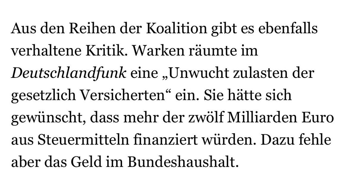 <a href="/klausholetschek/">Klaus Holetschek</a> <a href="/DAKGesundheit/">DAK-Gesundheit</a> Danke für Ihren Klartext. Inzwischen räumt auch die zuständige Gesundheitsministerin <a href="/ninawarken/">Nina Warken</a> in ihrem GKV-Sparpaket eine „Unwucht zulasten der gesetzlich Versicherten“ ein. Das schreit nach einer Korrektur. 👇