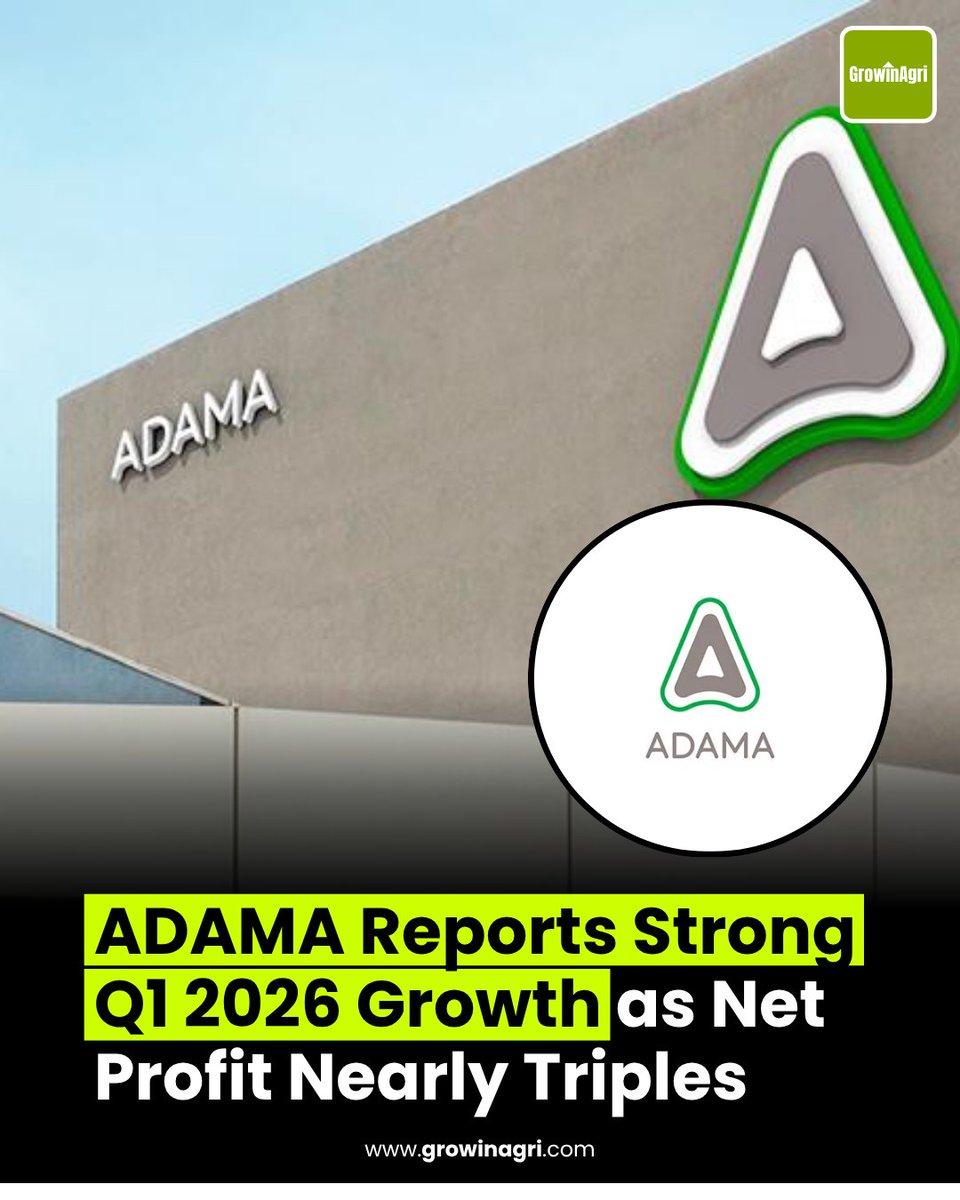 GrowinAgri's tweet image. @AdamaAgri reported Q1 2026 #revenue of $1.04 billion, up 4% year-on-year, while net profit surged nearly three times to $82 million, driven by higher sales volumes and portfolio improvements.

Adjusted gross profit increased 5% to $318 million, with margins improving to 30.6%