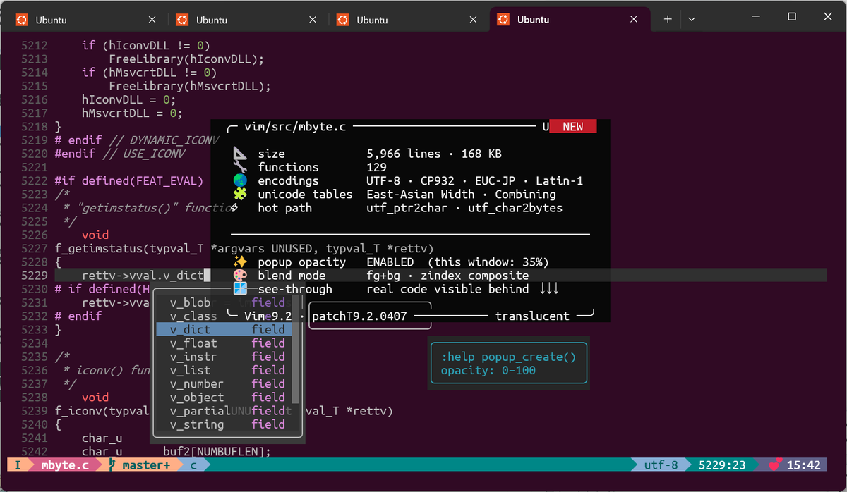 今年の頭から僕が vim に入れていた半透明機能、termguicolor (24ビットカラー) 必須だったんだけど、vim のハイライト設定 ...