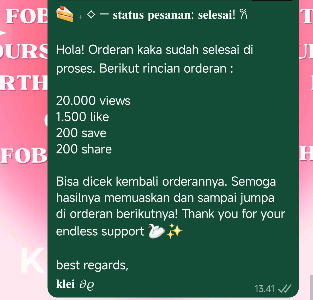 klei ✼ JUAL FOLLOWERS LIKE VIEWS KOMEN 📌 tweet media