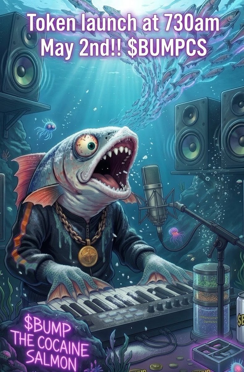 BumptheSalmon's tweet photo. Token Launch for @BumptheSalmon got pushed back until 7:30 AM May 2nd!! $BUMOCS $BUMP #Bumpthecocainesalmon #Bumpthesalmon #memecoin #web3project https://t.co/anXpryjhw9