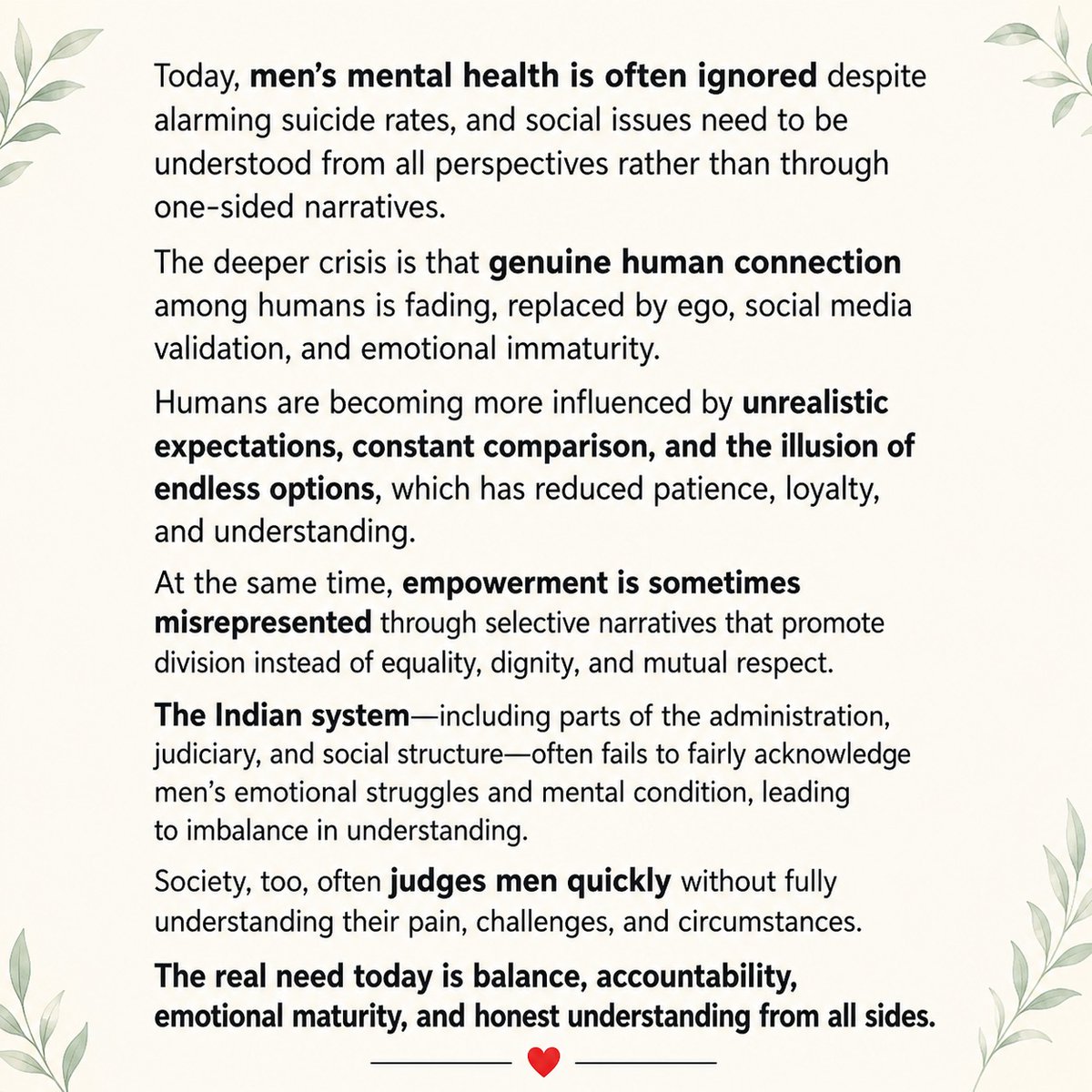 ImChandanPoddar's tweet image. "A broken society that abandoned humanity and lost its soul"

#men #mentalhealth #mens #mentalhealthawareness