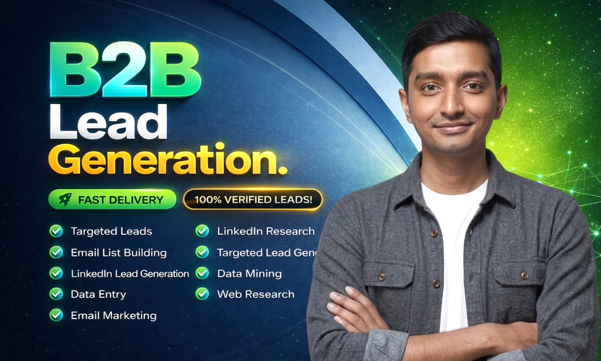 Mostafi68830053's tweet photo. Need high-quality B2B Lead Generation to grow your business? 📈
​I’m offering professional Lead Enrichment and Prospect List Building services on Fiverr. Get accurate data to boost your sales! #fiverr #fiverrsales
​Order here: https://t.co/u15jiOKEBm https://t.co/xnsgtDRPEw