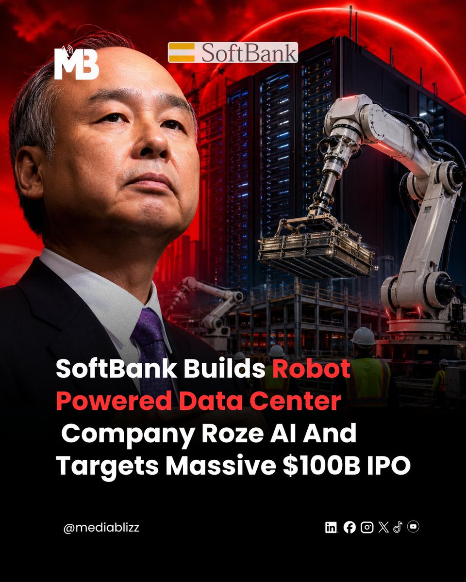 SoftBank is reportedly launching Roze AI, a robotics-driven company focused on automating data center construction.

The ambition:
Use autonomous robots to build the backbone of AI faster, cheaper, and at massive scale.

#AI #SoftBank #Robotics #TechNews #ArtificialIntelligence