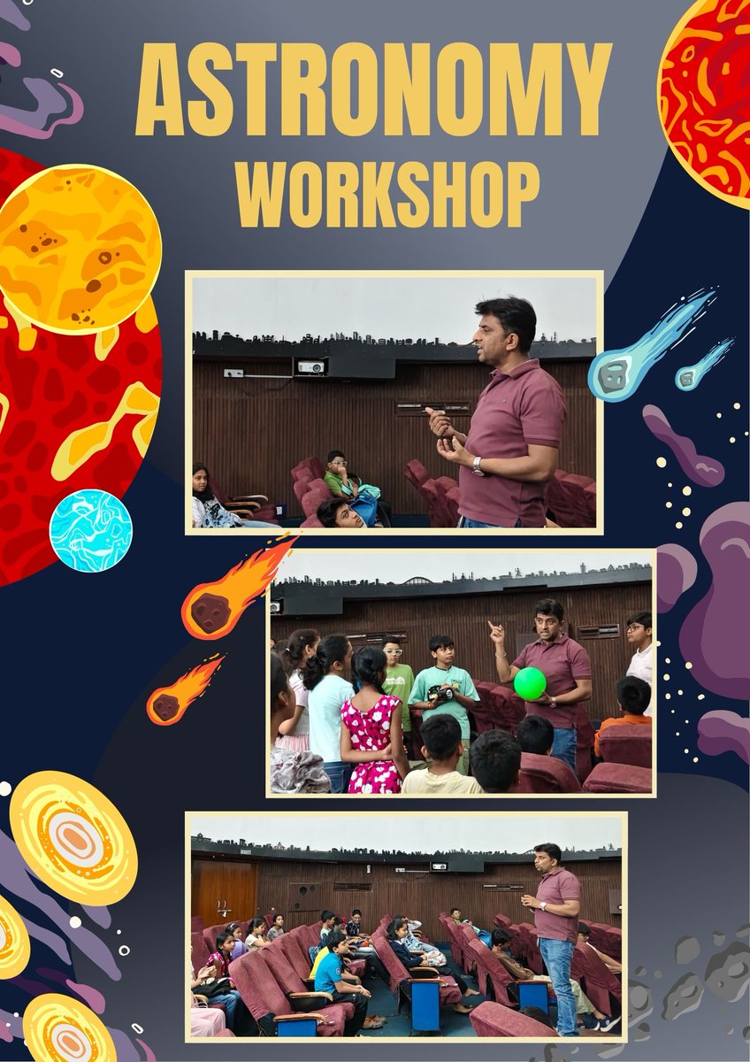 RamanCentre's tweet photo. 🌌 Discovering the cosmos at the Astronomy Workshop! Hands-on sessions bring space science closer than ever 🚀✨
At @RamanCentre, a unit of @ncsmgoi @MinOfCultureGoI.
#Astronomy #SpaceScience #STEM #RamanScienceCentre #DiscoverScience https://t.co/zcKz6iiSL5
