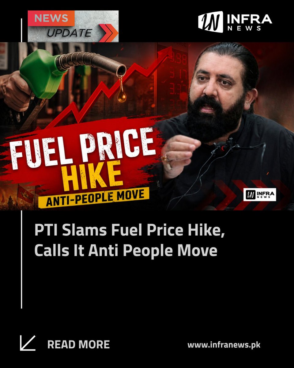 infranewspk's tweet image. ISLAMABAD: The Pakistan Tehreek i Insaf has strongly rejected the latest increase in petroleum prices, terming the move anti people and accusing the government of...

Read Full Story Here: infranews.pk/pti-slams-fuel…

#infranews #Petroleum #PTI