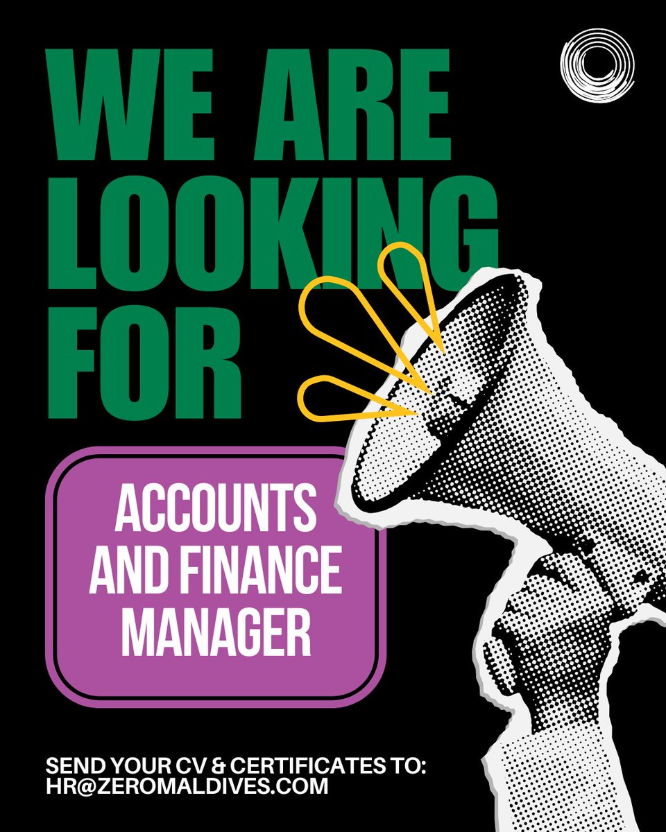zeropvtltd's tweet photo. We are looking to hire an Accounts &amp; Finance Manager to lead our financial operations across our multi-division organization.

Send us your CV and certificates:
hr@zeromaldives.com

Apply before 11th May 2026

For more details:
https://t.co/ePOc7XpLpf https://t.co/voBVF7KOQj